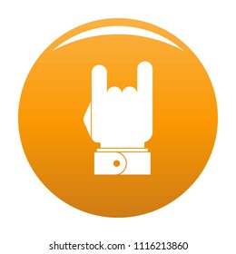 Hand music icon. Simple illustration of hand music vector icon for any design orange