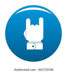 Hand music icon vector blue circle isolated on white background 