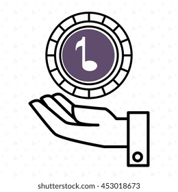 hand and music isolated icon design, vector illustration  graphic 