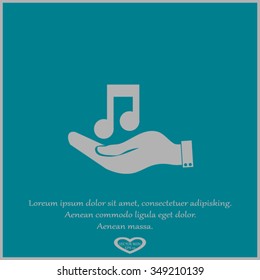 Hand and music. Pictograph of music