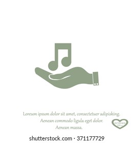 Hand and music. Pictograph of music