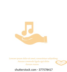 Hand and music. Pictograph of music