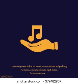Hand and music. Pictograph of music