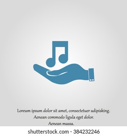 Hand and music. Pictograph of music