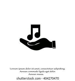 Hand and music. Pictograph of music