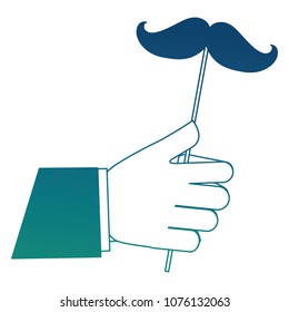 hand with mustache in stick icon