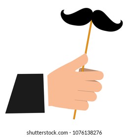 hand with mustache in stick icon