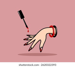 Hand with nail polish vector illustration