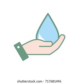 hand with natural water drop to environment care