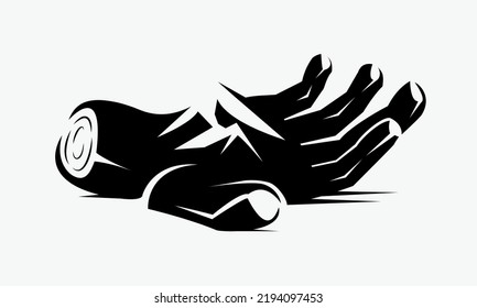Hand of nature, illustration combine branch of tree with human hand and mountain