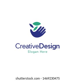 Hand Nature Leaf Logo Design