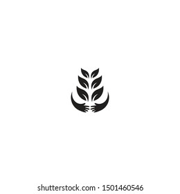 Hand nature logo template. vector