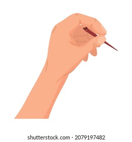 hand with needle over white