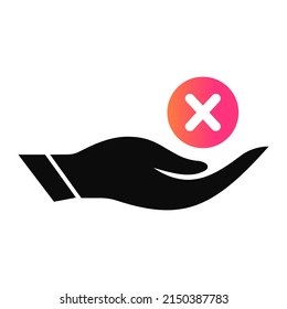 Hand Negative logo design. Cross mark logo with Hand concept vector. Hand and Stop logo design