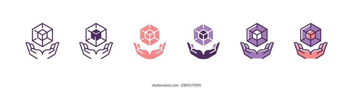 hand with new project 3D creative blueprint icon vector draft scheme object asset design outline symbol illustration