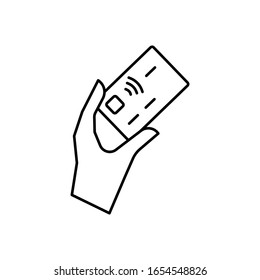 Hand, nfc card icon. Simple line, outline vector elements of near field communication icons for ui and ux, website or mobile application