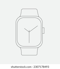 Hand nice Watch vector with continuous one single line art drawing.