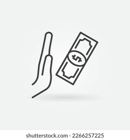 Hand No Sign with Money vector Anti Corruption concept icon or sign in thin line style 