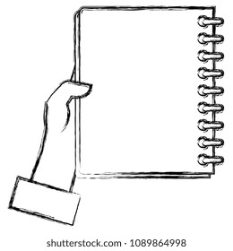 hand with notebook school isolated icon