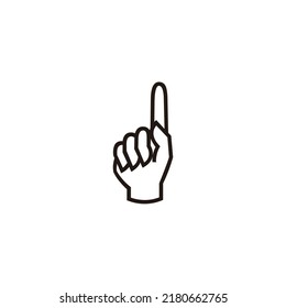 Hand, number 1, line geometric symbol simple logo vector