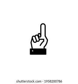 Hand with number 1  one finger line art vector icon for apps and websites
