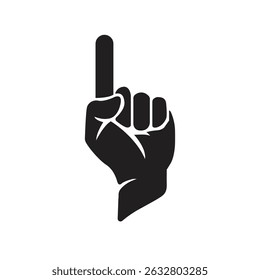 Hand with number 1one index finger flat icon for apps and websites, Number one hand template