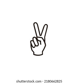 Hand, number 2 geometric symbol simple logo vector