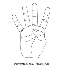 Hand with number four gesture