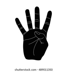 Hand with number four gesture