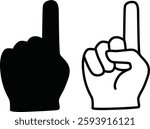Hand number one flat and outline icon design