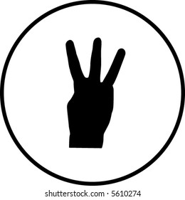 hand number three symbol