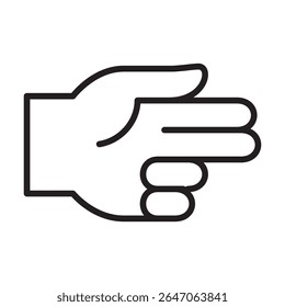 Hand number two icon. Hand pointing right icon. Hand pointing with two finger icon. Icon symbol of pointing at, here, there, direction, click, pointer, choose, choice. Vector illustration