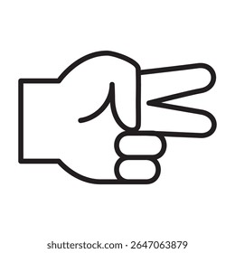 Hand number two icon. Hand pointing right icon. Hand pointing with two finger icon. Icon symbol of pointing at, here, there, direction, click, pointer, choose, choice. Vector illustration
