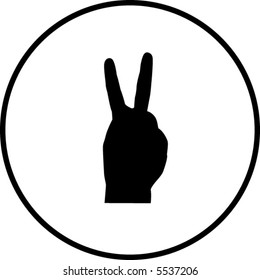 hand number two symbol or making bunny ears shadow