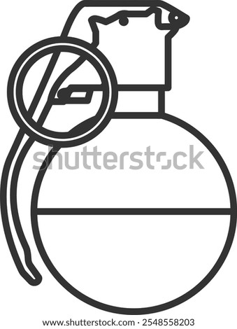 Hand offensive grenade line dark gray color icon.
