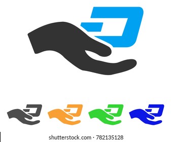Hand Offer Dash icon. Vector illustration style is a flat iconic hand offer dash symbol with gray, green, blue, yellow color versions. Designed for web and software interfaces.