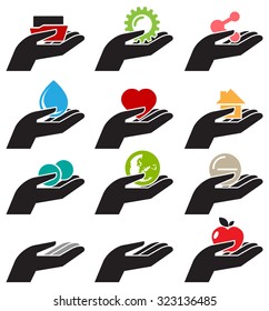 Hand Offer Icon Set - Illustration