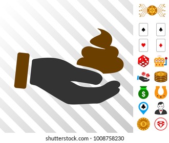 Hand Offer Shit icon with bonus gamble clip art. Vector illustration style is flat iconic symbols. Designed for gambling apps.