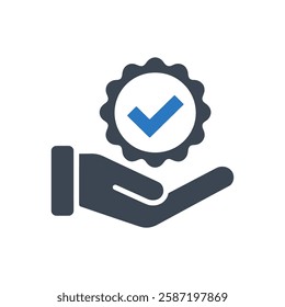 Hand Offering Badge Icon On White Background