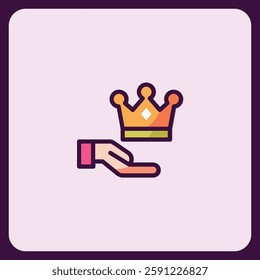 Hand Offering a Crown, Royalty, Achievement, and Success Icon