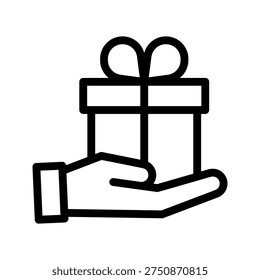 Hand Offering Gift Box Icon for Presents, Gifting, Celebrations, and Special Occasions