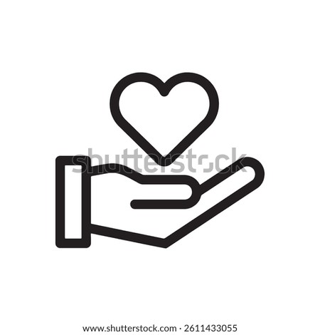 Hand Offering Heart Icon Representing Charity and Giving Editable Vector Illustration Isolated on a White Background for Digital Use