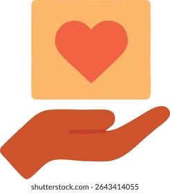 Hand Offering a Heart Symbol Icon for Charity, Donation, and Humanitarian Support
