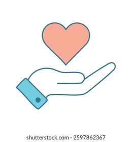 Hand offering a heart, symbolizing care, love, and support