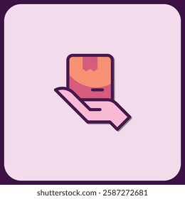 Hand Offering Package: Secure Delivery Icon