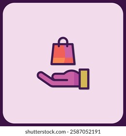 Hand Offering Shopping Bag: E-commerce Icon Design