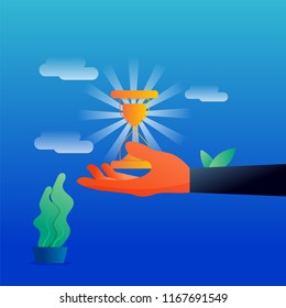 hand offering time,business illusration