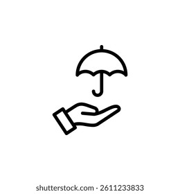hand offering umbrella icon. symbolizing protection, insurance, safety, and care. Perfect for use in insurance, healthcare