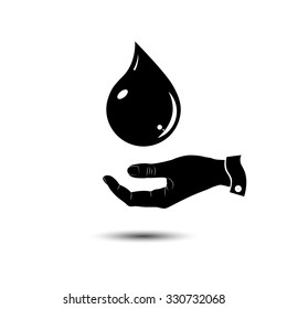 hand and  oil drop, icon