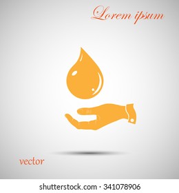 hand and oil drop, icon